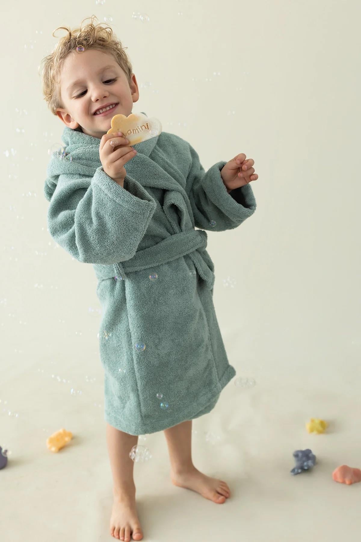 İrya Tiny Bear Organik Pamuklu Çocuk Bornuzu Yeşil 2-3 Yaş