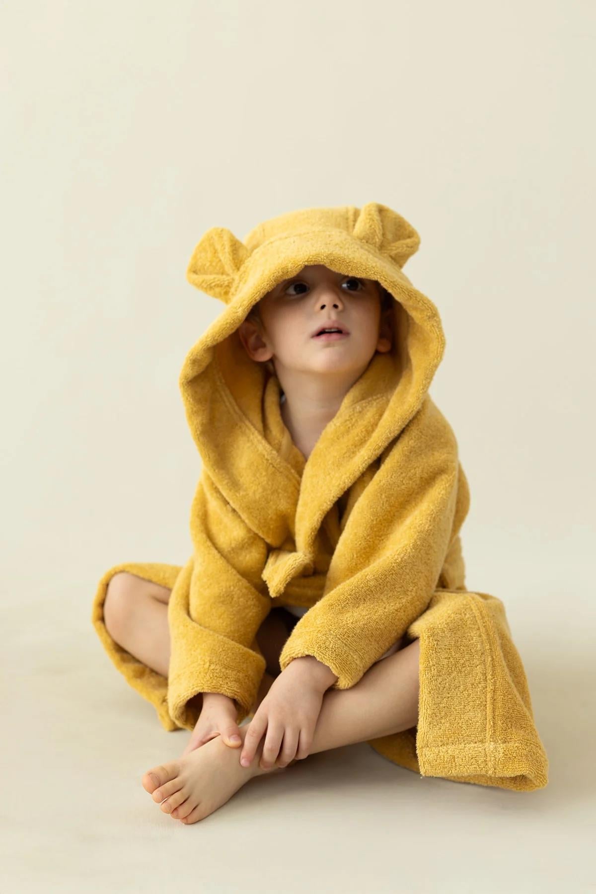 İrya Tiny Bear Organik Pamuklu Çocuk Bornuzu Sarı 6-7 Yaş