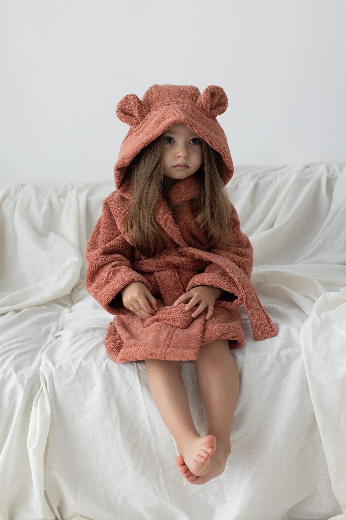 İrya Tiny Bear Organik Pamuklu Çocuk Bornuzu Kiremit 2-3 Yaş