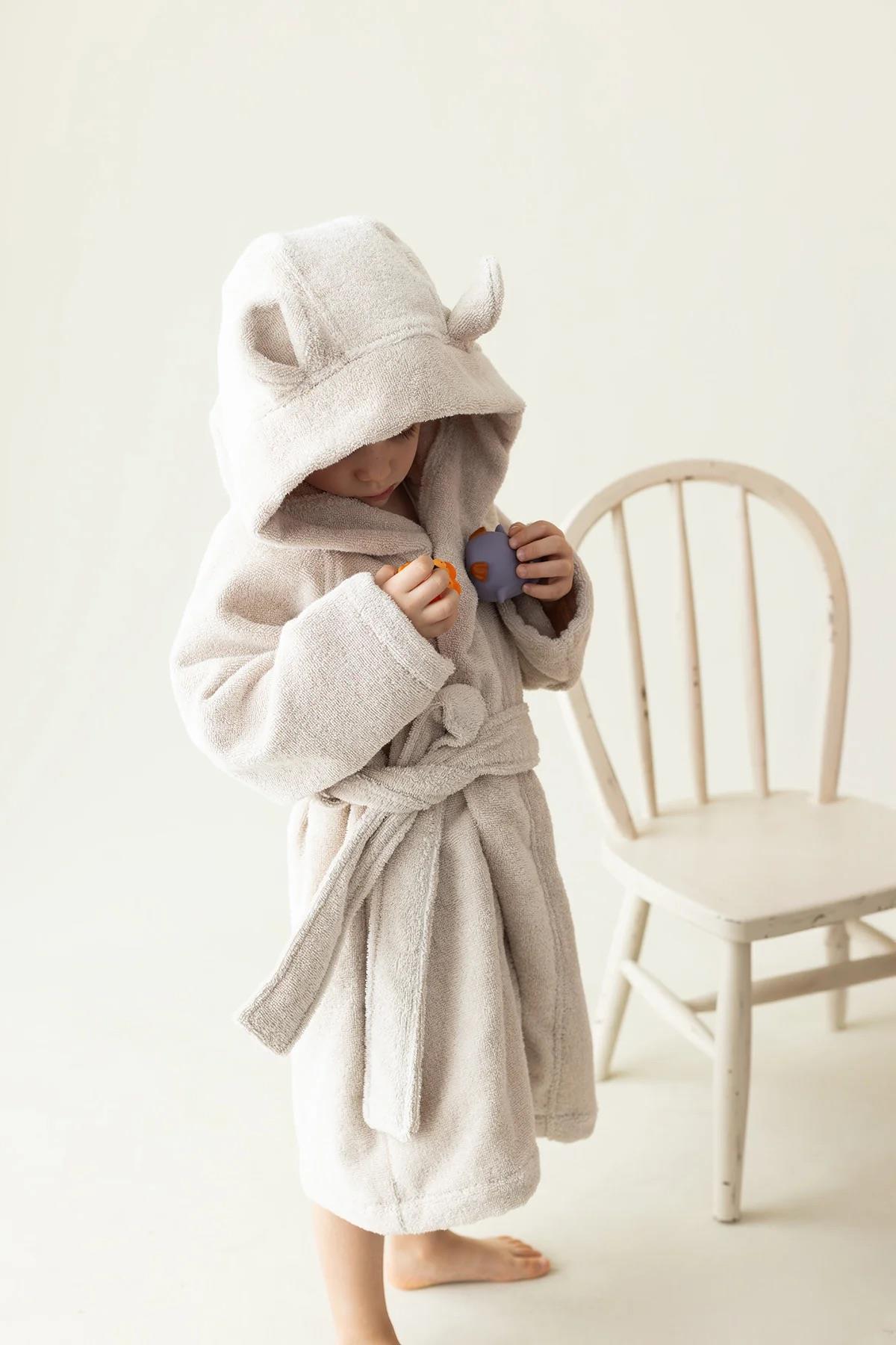 İrya Tiny Bear Organik Pamuklu Çocuk Bornuzu Bej 6-7 Yaş
