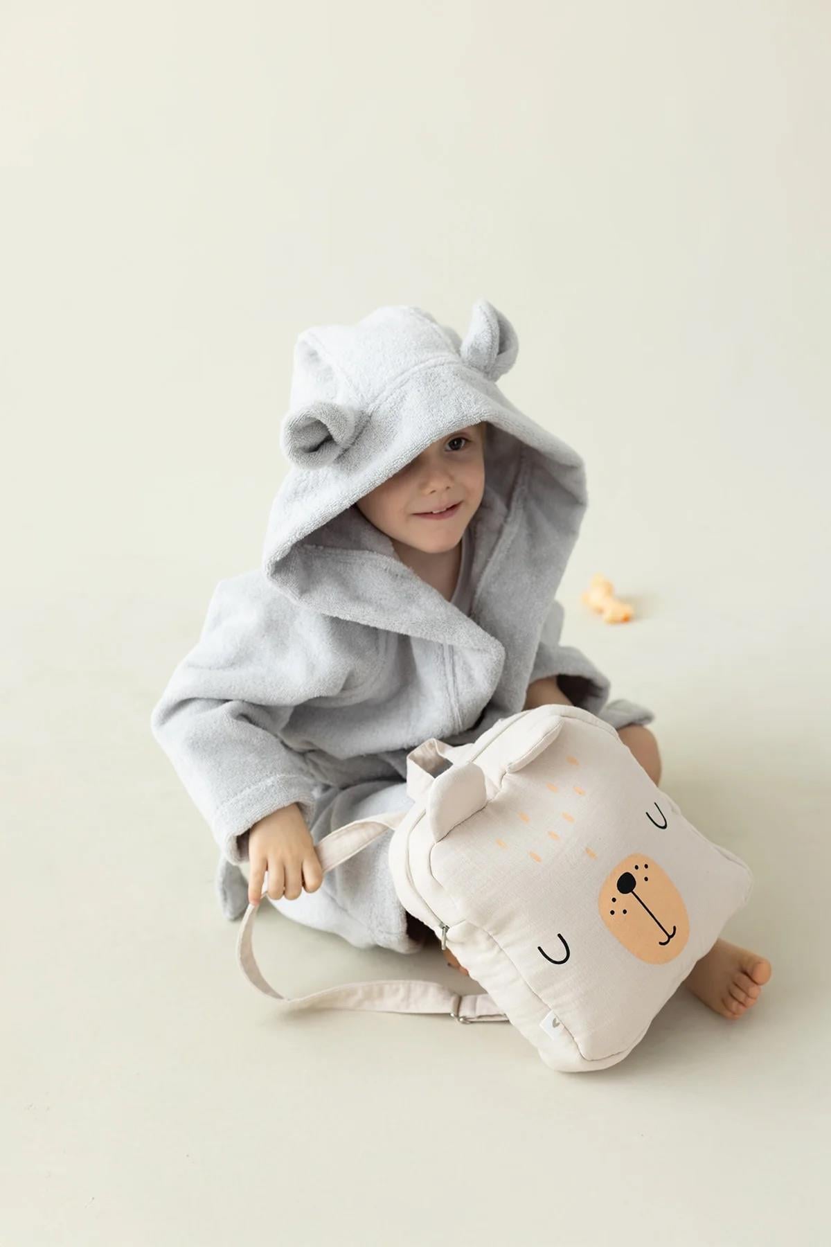 İrya Tiny Bear Organik Pamuklu Çocuk Bornuzu Gri 6-7 Yaş