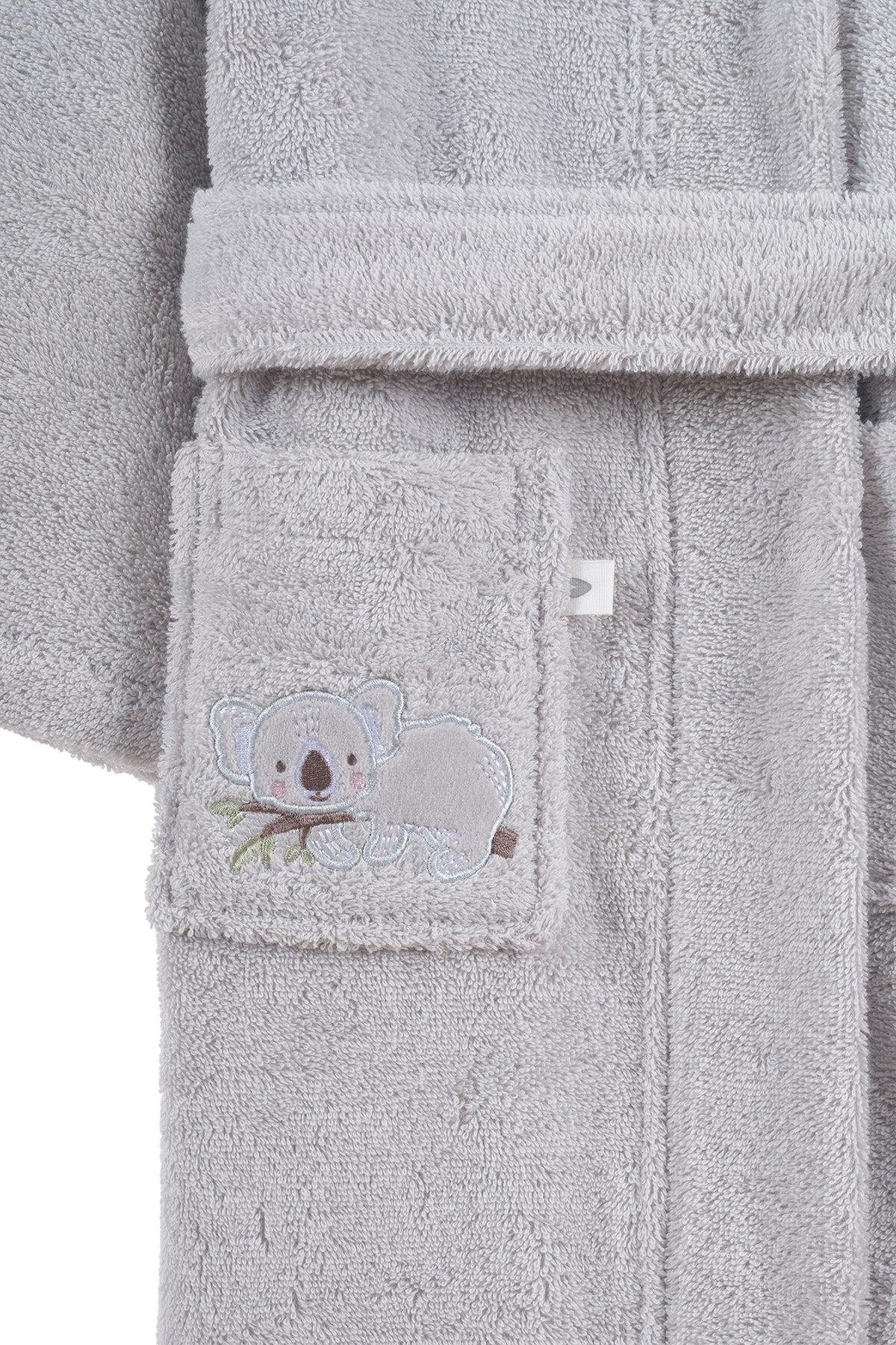 İrya Tiny Koala Organik Pamuklu Nakışlı Çocuk Bornuzu Gri 2-3 Yaş
