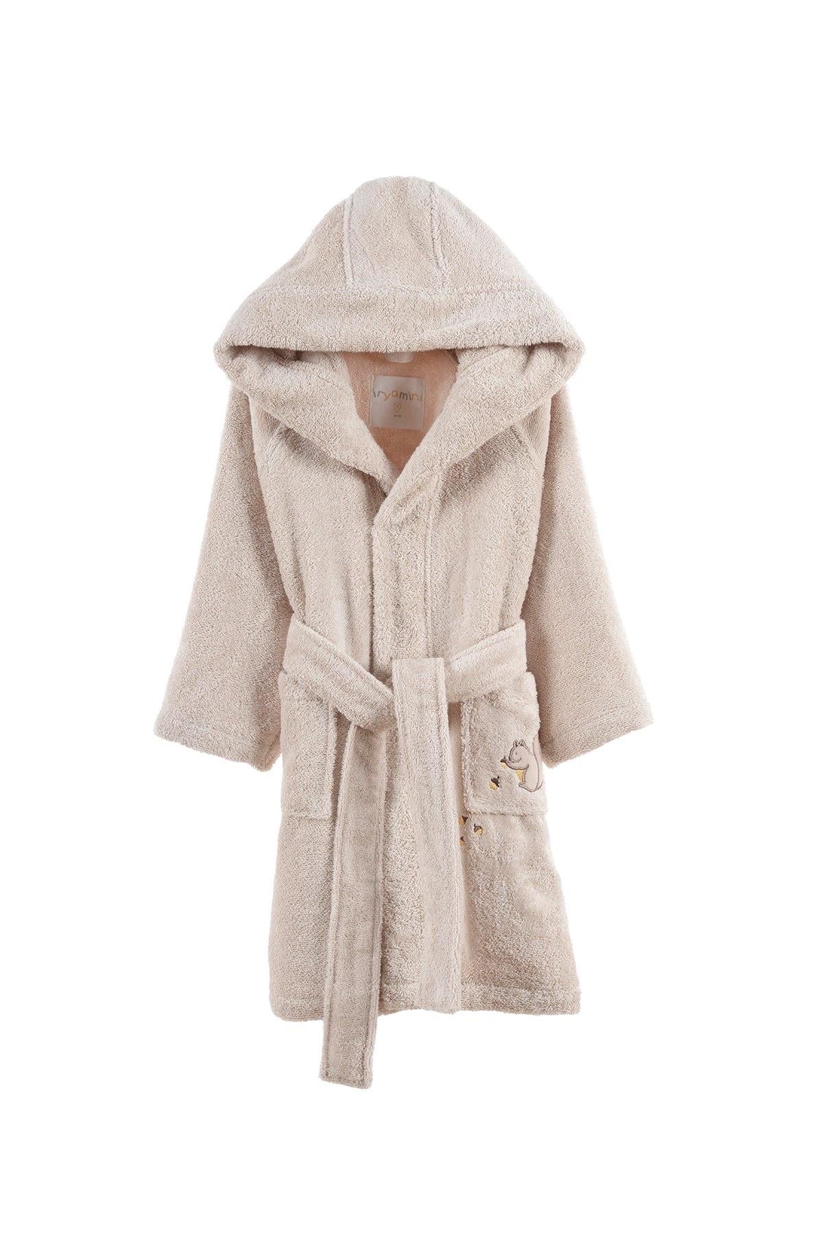 İrya Tiny Squirrel Organik Pamuklu Nakışlı Çocuk Bornuzu Bej 2-3 Yaş