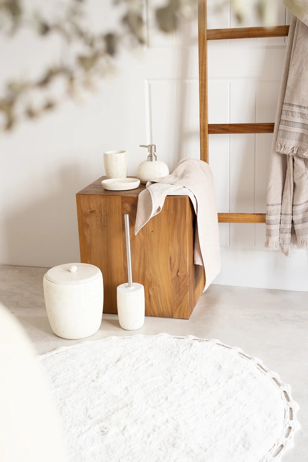 İrya Travertine Banyo Aksesuar Seti 5 Parça Açık Bej