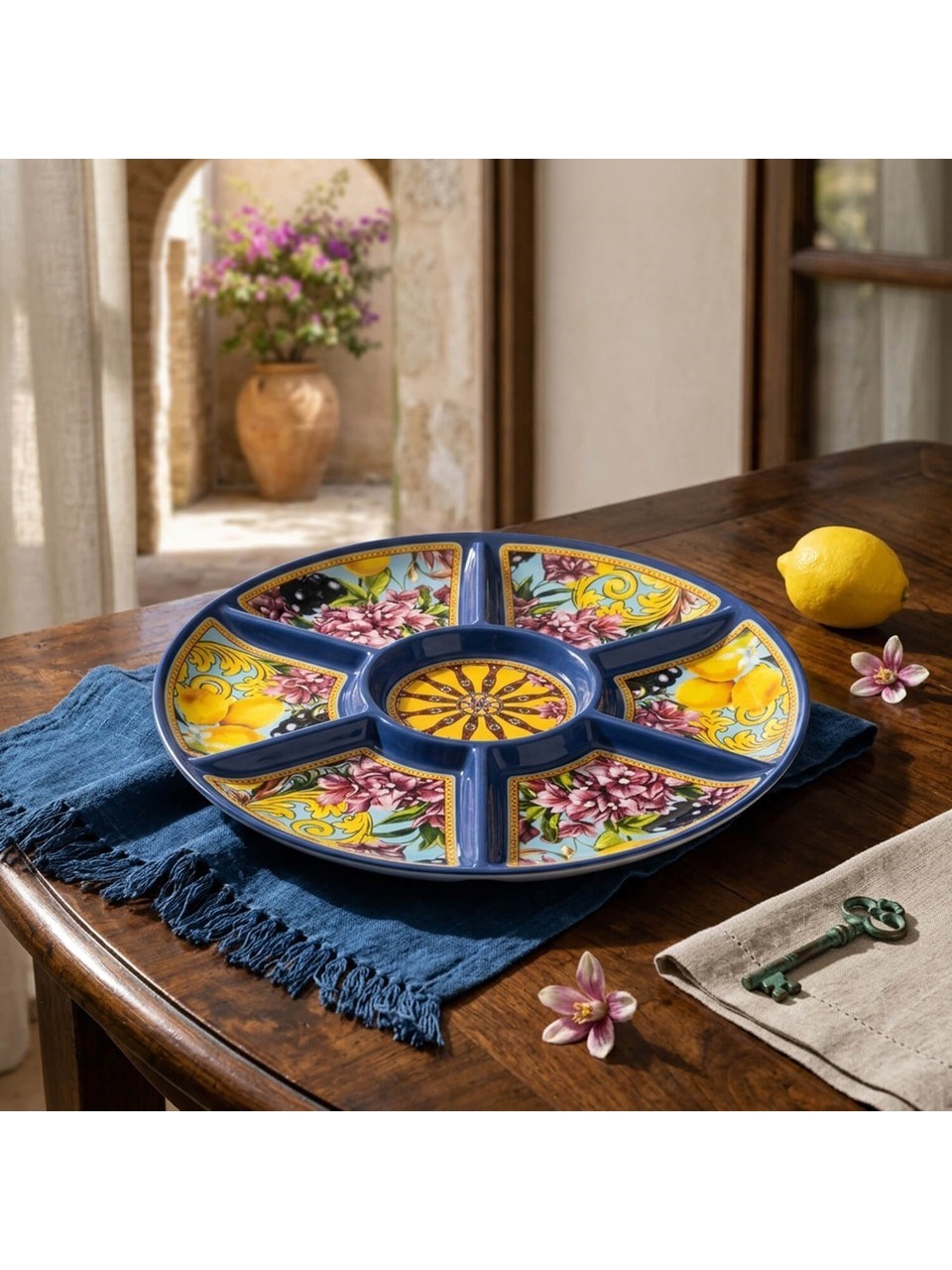 Lucky Art Solarie Melamin Döner Meze Tabağı 7 Bölmeli