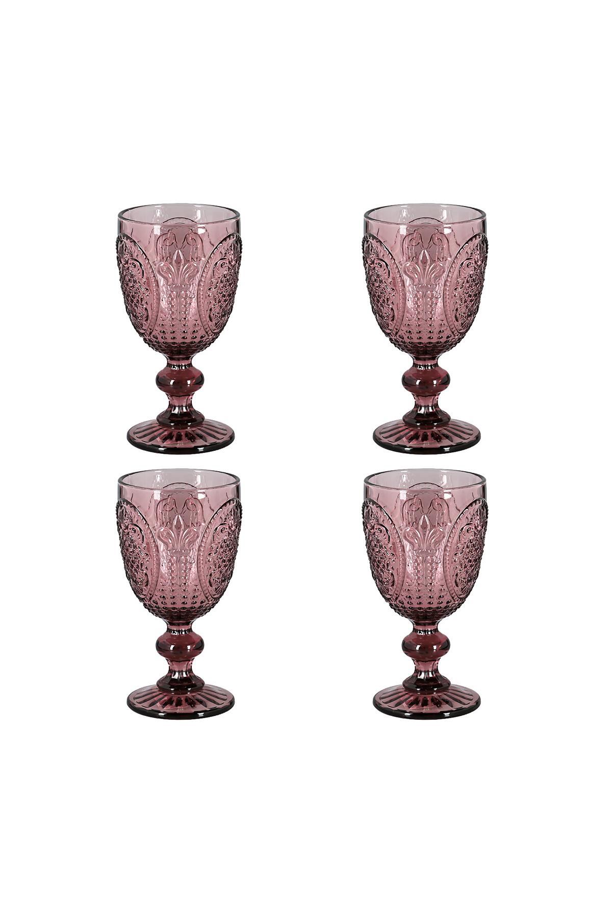 Lucky Art Velora Cam Kadeh Seti Mor 4 Parça