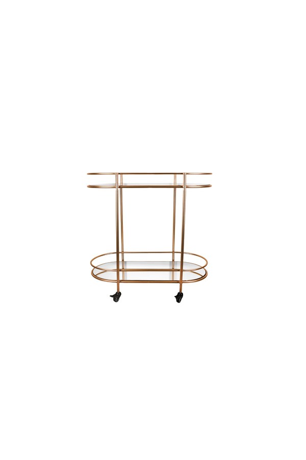 Porland Helena Oval Altın Rengi Servis Arabası 80x43x80 cm