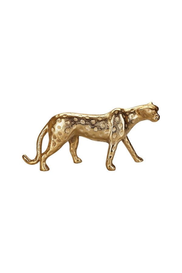 Porland Leopar Altın Rengi Dekoratif Obje 8x20x44 Cm