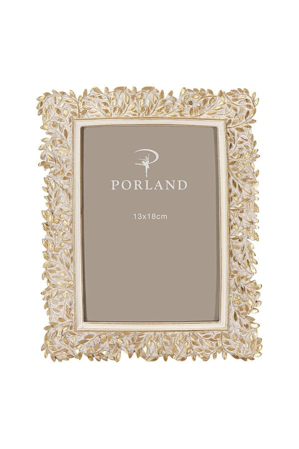 Porland Liona Beyaz&Altın Rengi Polyresin Çerçeve 13x18 cm
