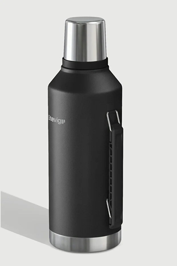 Stevig 1 Camper Klasik Kulplu Sızdırmaz Çelik Termos Black 2.2 lt