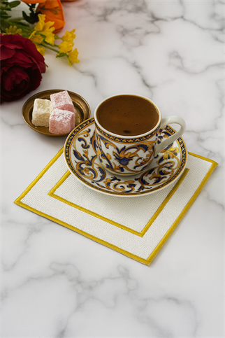 Arancione Co. Sarı Detaylı Çift Kare 6lı Kokteyl Peçete