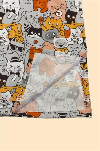 Arancione Co. Sevimli Kediler Water Repellent,Yer/ Mama Sandalyesi Altı,Aktivite,Yemek ve Oyun Örtüs