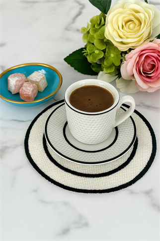 Arancione Co. Siyah Detaylı Çift Yuvarlak 6lı Kokteyl Peçete