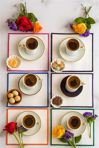 Arancione Co. Renkli Detaylı Kare 6lı Kokteyl Peçete