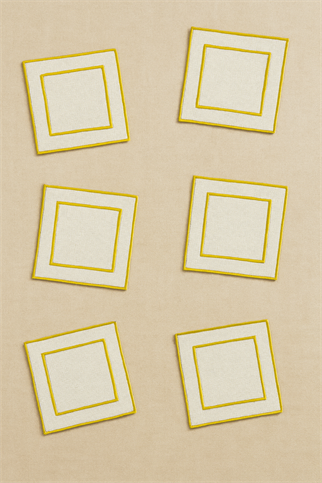 Arancione Co. Sarı Detaylı Çift Kare 6lı Kokteyl Peçete