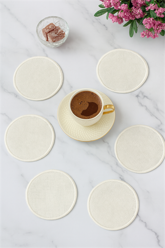 Arancione Co. Beyaz Detaylı Yuvarlak 6lı Kokteyl Peçete