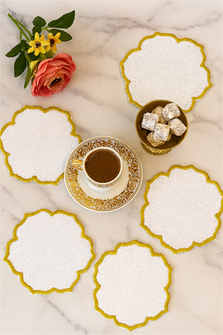 Arancione Co. Sarı Detaylı Mandala 6’lı Kokteyl Peçete