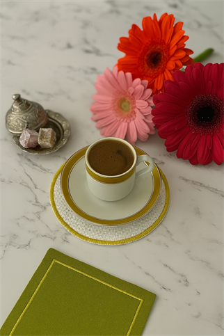 Arancione Co. Sarı Detaylı Yuvarlak 6lı Kokteyl Peçete