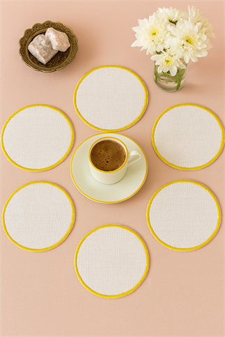 Arancione Co. Sarı Detaylı Yuvarlak 6lı Kokteyl Peçete