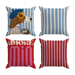 Arancione Co. Çift Tarafı Baskılı 4lü Kırlent Kılıfı 6AOD2