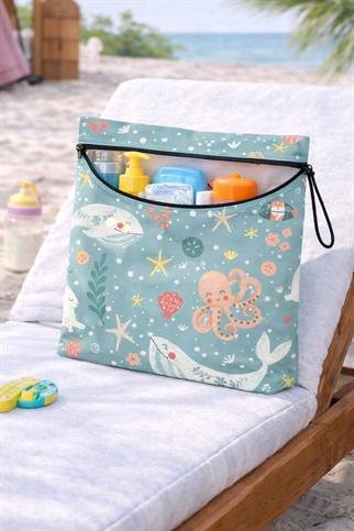 Arancione Co Whale Su Geçirmez Islak Mayo Çantası, Torbası 45x45 Cm