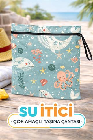 Arancione Co Whale Su Geçirmez Islak Mayo Çantası, Torbası 45x45 Cm