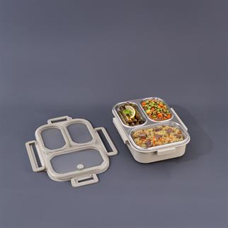 Aryıldız Bento Lunch Box 3 Bölmeli Bej