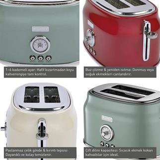 Berghoff Gem Retro Kırmızı İki Dilim Ekmek Kızartma Makinesi