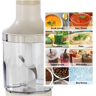 Berghoff Gem Retro Rengi El Blender Seti 1200 W Krem