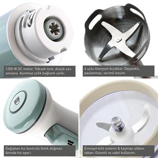 Berghoff Gem Retro Rengi El Blender Seti 1200 W Krem