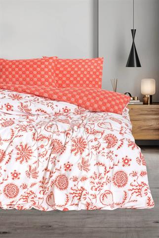 Cotton Box Flanel Nevresim Takımı Flowerland Çift Kişilik Kırmızı