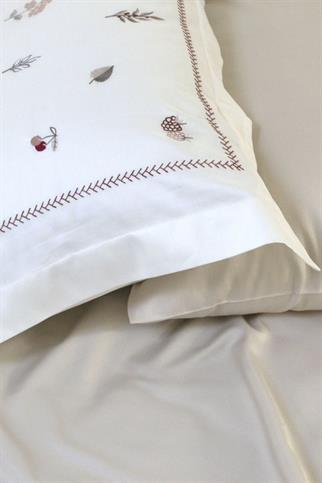 Dantela Benedict Nakışlı Pamuk Saten Nevresim Takımı Bej