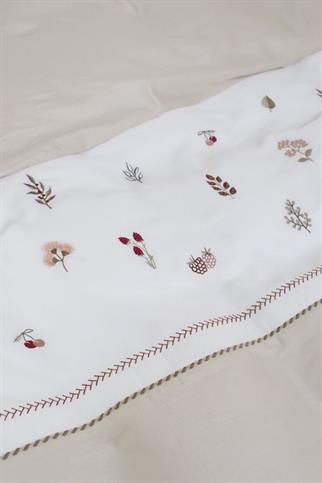 Dantela Benedict Nakışlı Pamuk Saten Nevresim Takımı Bej