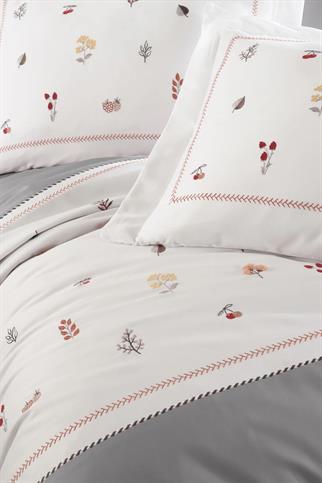 Dantela Benedict Nakışlı Pamuk Saten Nevresim Takımı Gri