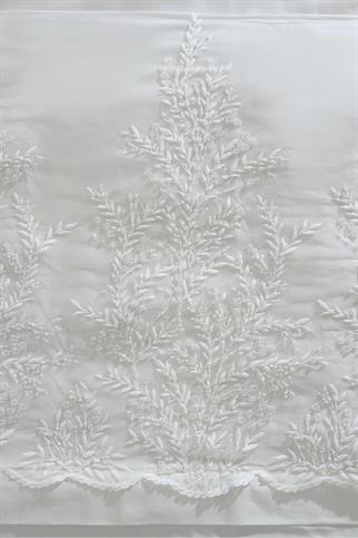 Dantela Serafına Güipürlü Pamuk Saten Gelin Seti Krem