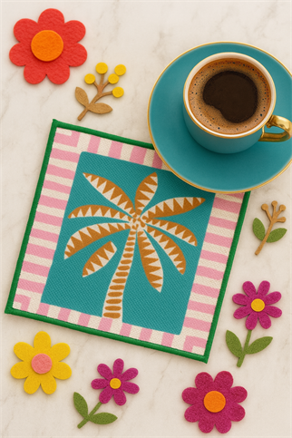 Evdek 2’li Dijital Baskılı Nakış Detaylı Kokteyl Peçete Ds6