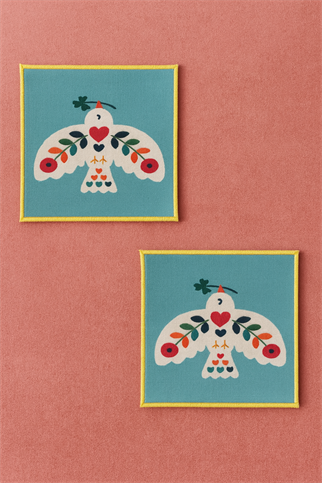 Evdek 2’li Dijital Baskılı Nakış Detaylı Kokteyl Peçete Ds2