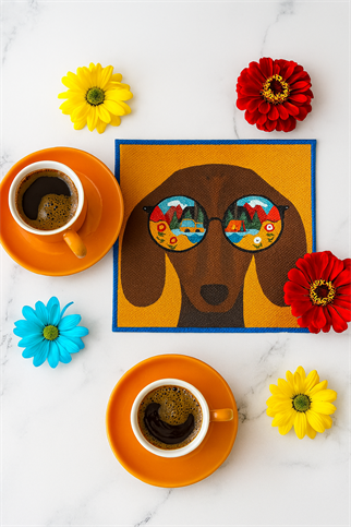 Evdek 2’li Dijital Baskılı Nakış Detaylı Kokteyl Peçete Ds19