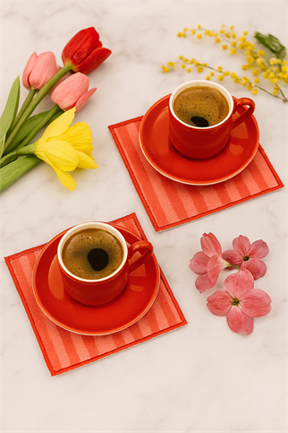 Evdek 2’li Dijital Baskılı Nakış Detaylı Kokteyl Peçete Ds13