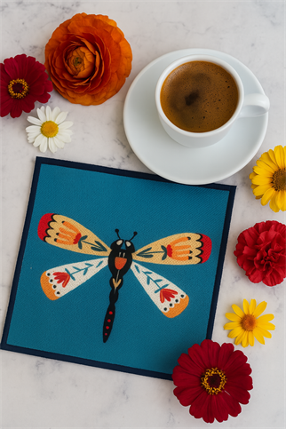 Evdek 2’li Dijital Baskılı Nakış Detaylı Kokteyl Peçete Ds8