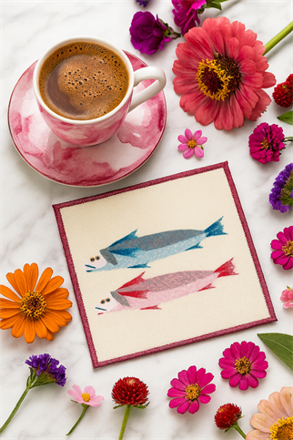 Evdek 2’li Dijital Baskılı Nakış Detaylı Kokteyl Peçete Ds20