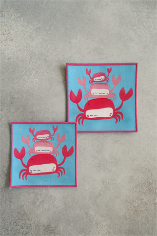 Evdek 2’li Dijital Baskılı Nakış Detaylı Kokteyl Peçete Ds5