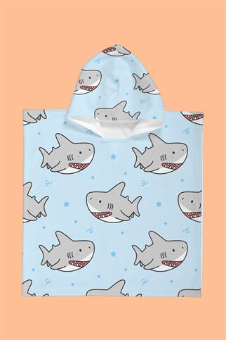 Evdek Baby Shark Çocuk Panço Plaj Havlusu