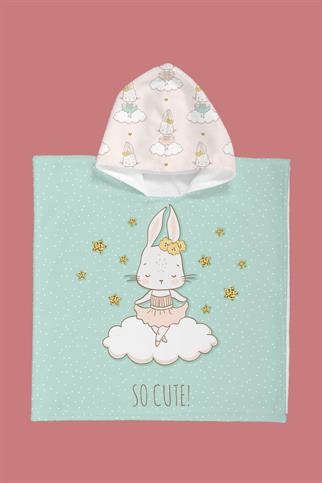 Evdek Ballerine Bunny Çocuk Panço Plaj Havlusu