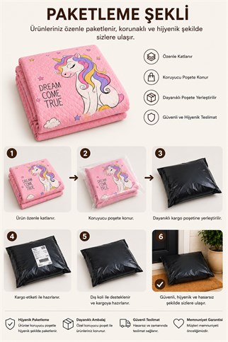 Evdek Bebek ve Çocuk Odası Dream Unicorn – Unicorn Tek Kişilik Pike Takımı 160X230 Cm 6ETD6