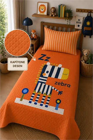 Evdek Bebek ve Çocuk Odası Funny Zebra - Neşeli Zebra Tek Kişilik Pike Takımı 160X230 CM 6EAD8