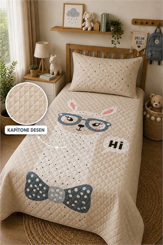 Evdek Bebek ve Çocuk Odası Hipster Lama - Yenilikçi Lama Tek Kişilik Pike Takımı 160X230 Cm 6EAD3