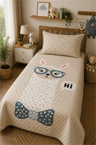 Evdek Bebek ve Çocuk Odası Hipster Lama - Yenilikçi Lama Tek Kişilik Pike Takımı 160X230 Cm 6EAD3