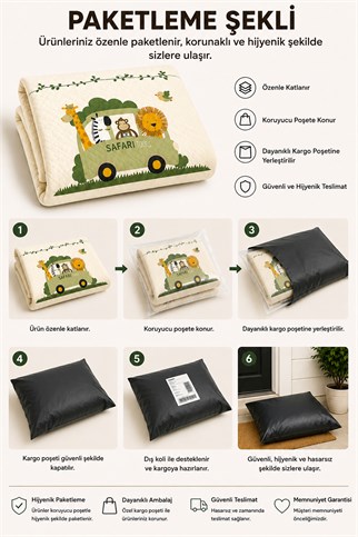 Evdek Bebek ve Çocuk Odası Jungle Ride – Orman Safari Tek Kişilik Pike Takımı 160X230 Cm 6ETD15