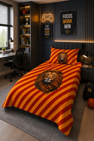 Evdek Bebek ve Çocuk Odası Lion Strike – Aslan Tek Kişilik Pike Takımı 160X230 Cm 6ETD4